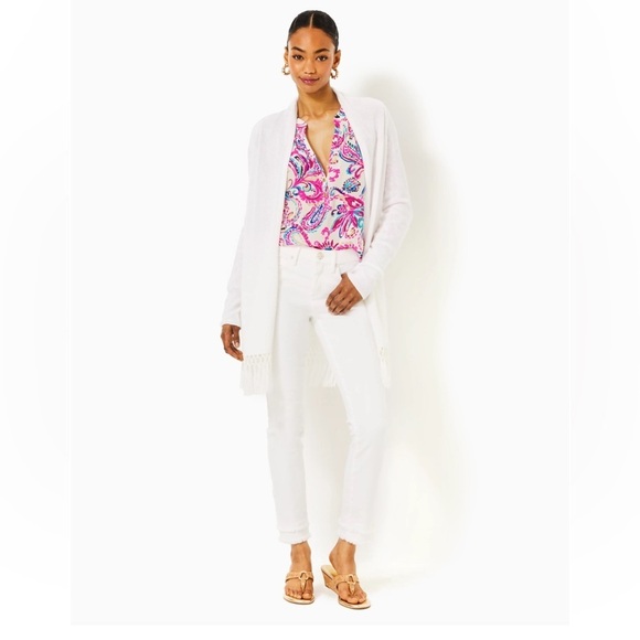 Lilly Pulitzer Sweaters - Lilly Pulitzer Tatum BLACK Fringe Hem Open Cardigan Sweater Women’s Size S